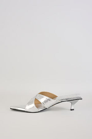 New Silver X Kitten Heel