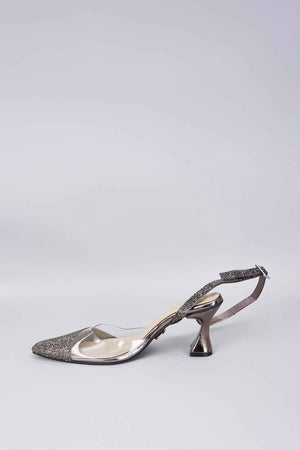 Silver Sleek Cheek Pointed Toe Heel Sandals