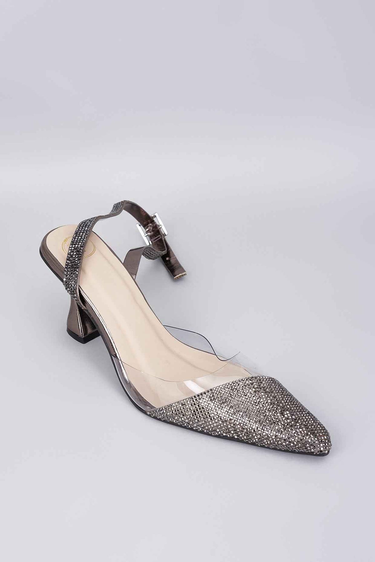 Silver Sleek Cheek Pointed Toe Heel Sandals