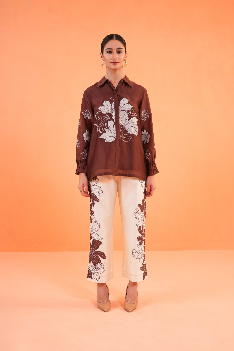 ORIGANI Brown-Ivory Noir Co-ord set