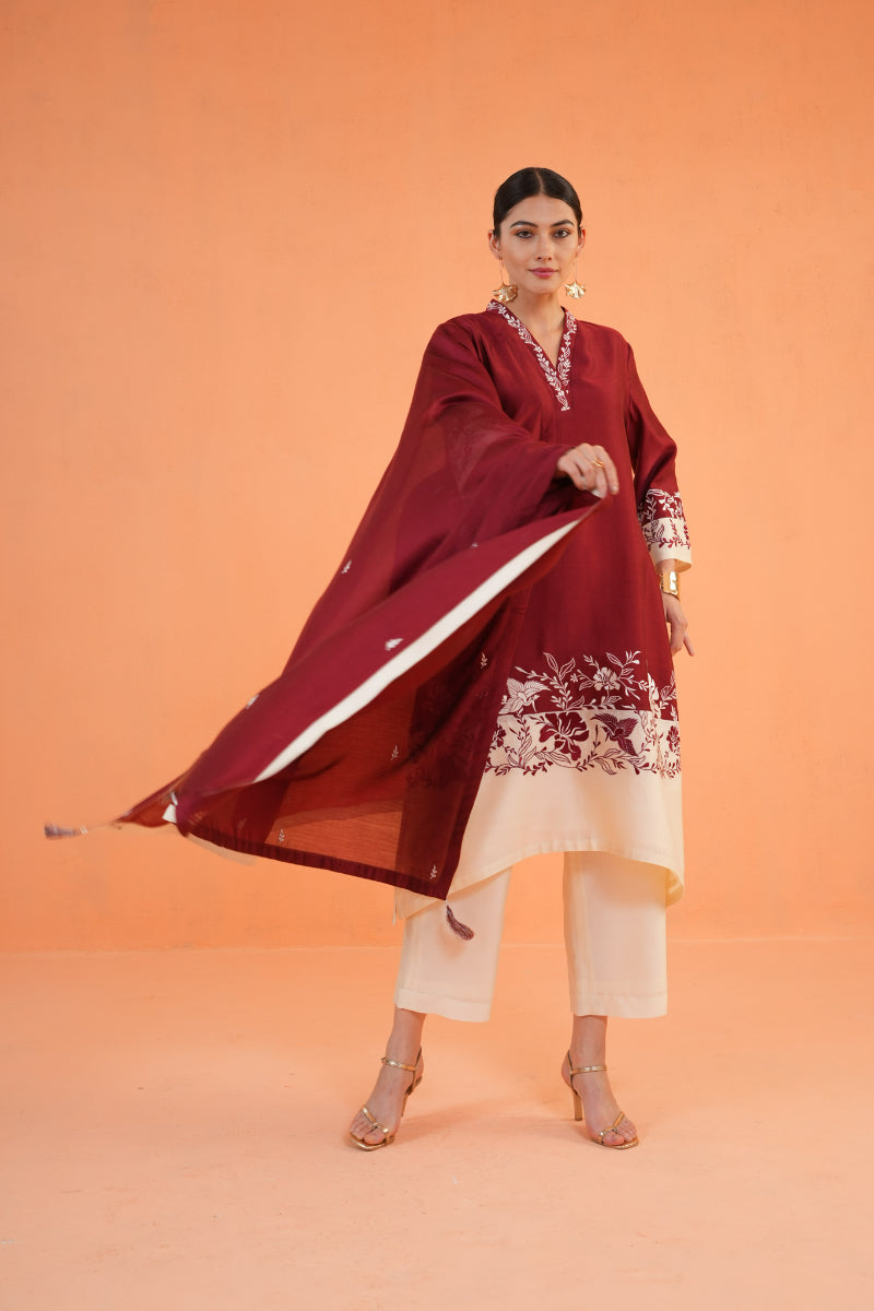 ORIGANI Maroon Eternal Suit Set