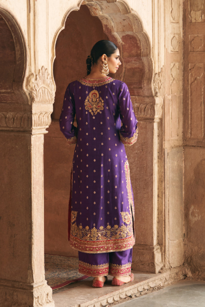 SOBIA - DEEP PURPLE LONG KURTA WITH PALAZZO AND DUPATTA