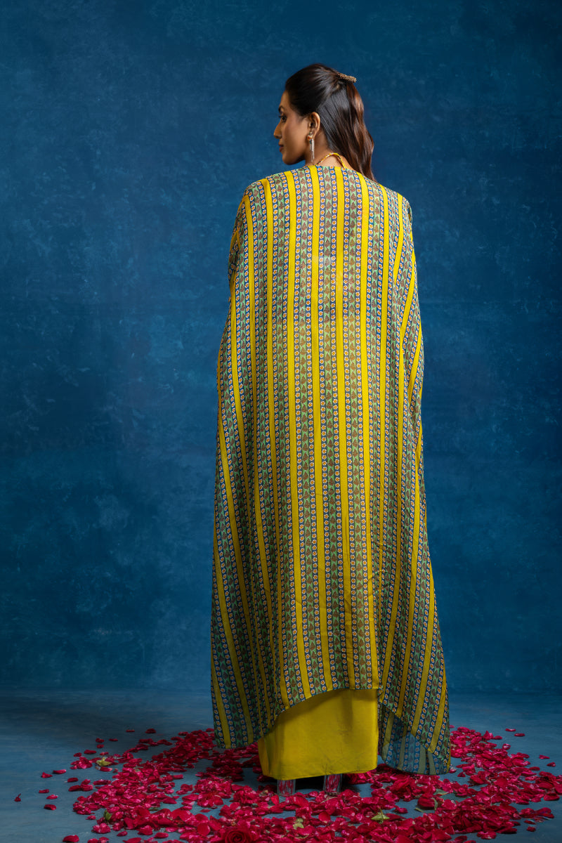 Aarani embellished drape skirt set with long cape