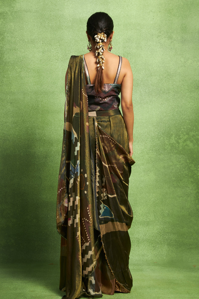 Pre-Stitched Saree with Corset Blouse