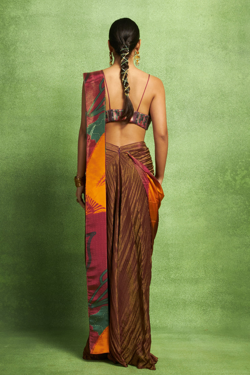 Pre-Stitched Saree with Pleated Skirt