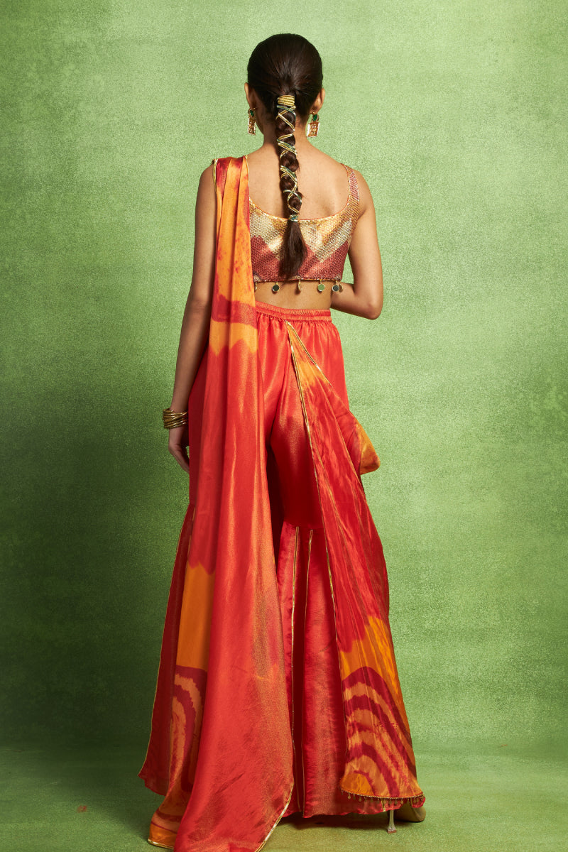 Pre-Stitched Saree with Sharara Pant