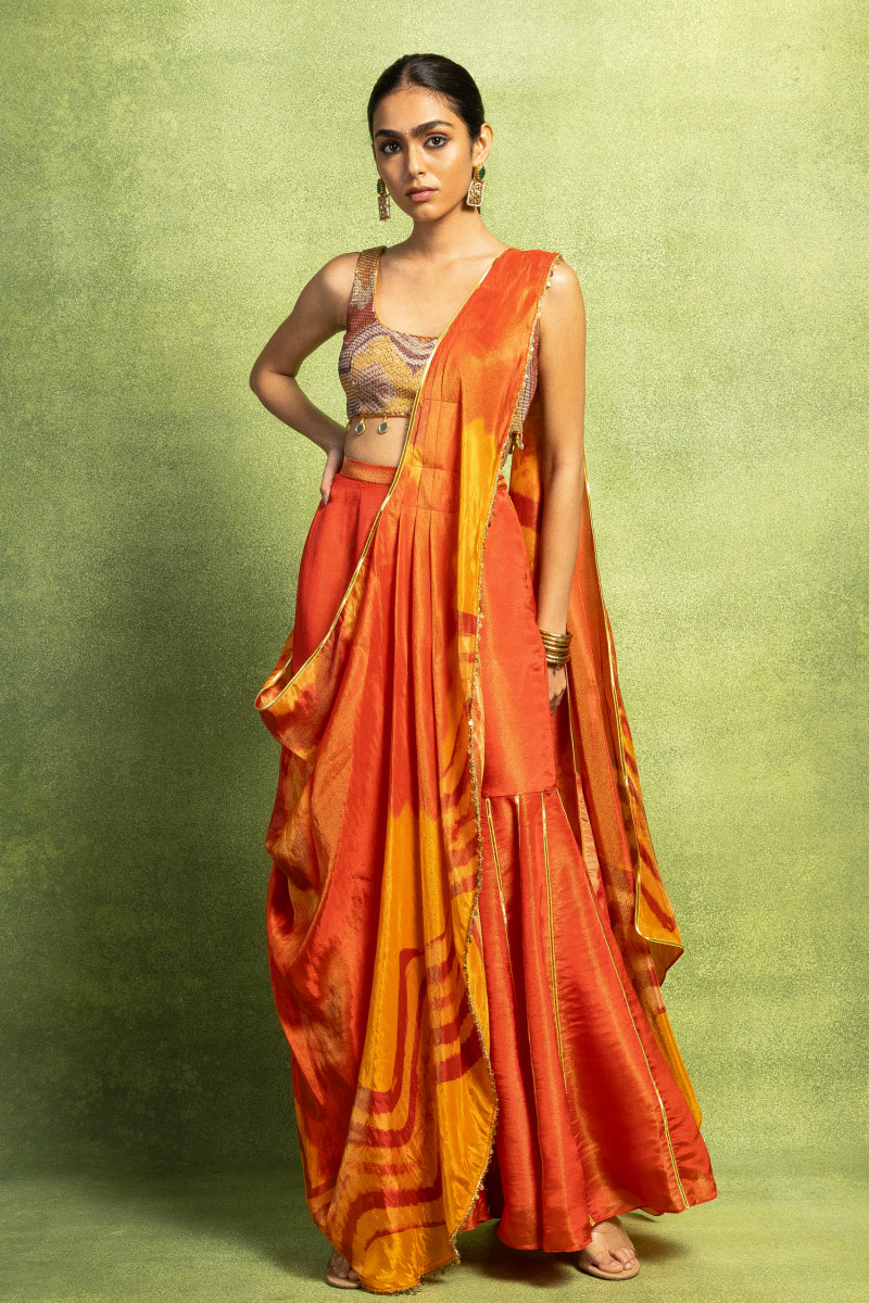 Pre-Stitched Saree with Sharara Pant