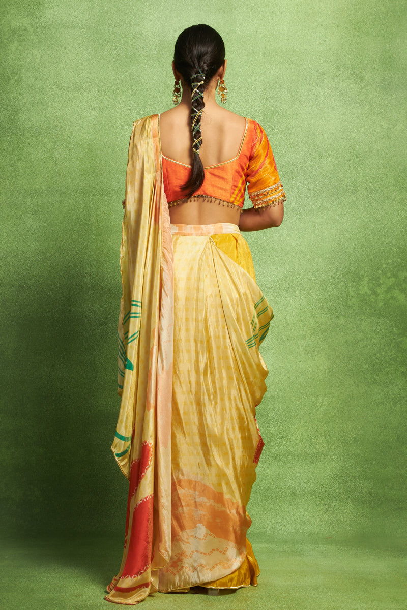Orange Pre-Stitched Saree