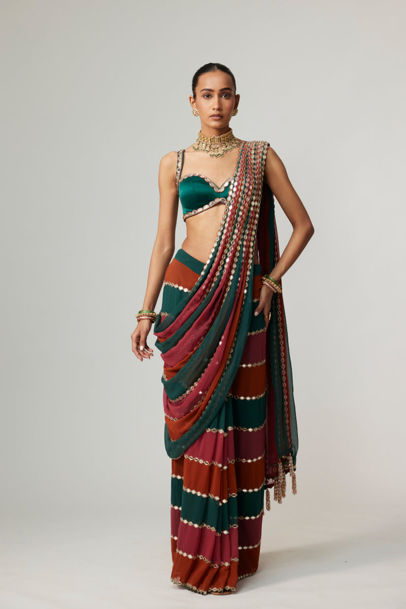 CRANBERRY MULTICOLOR SAREE