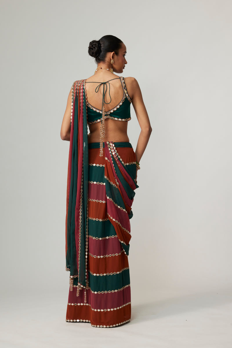 CRANBERRY MULTICOLOR SAREE