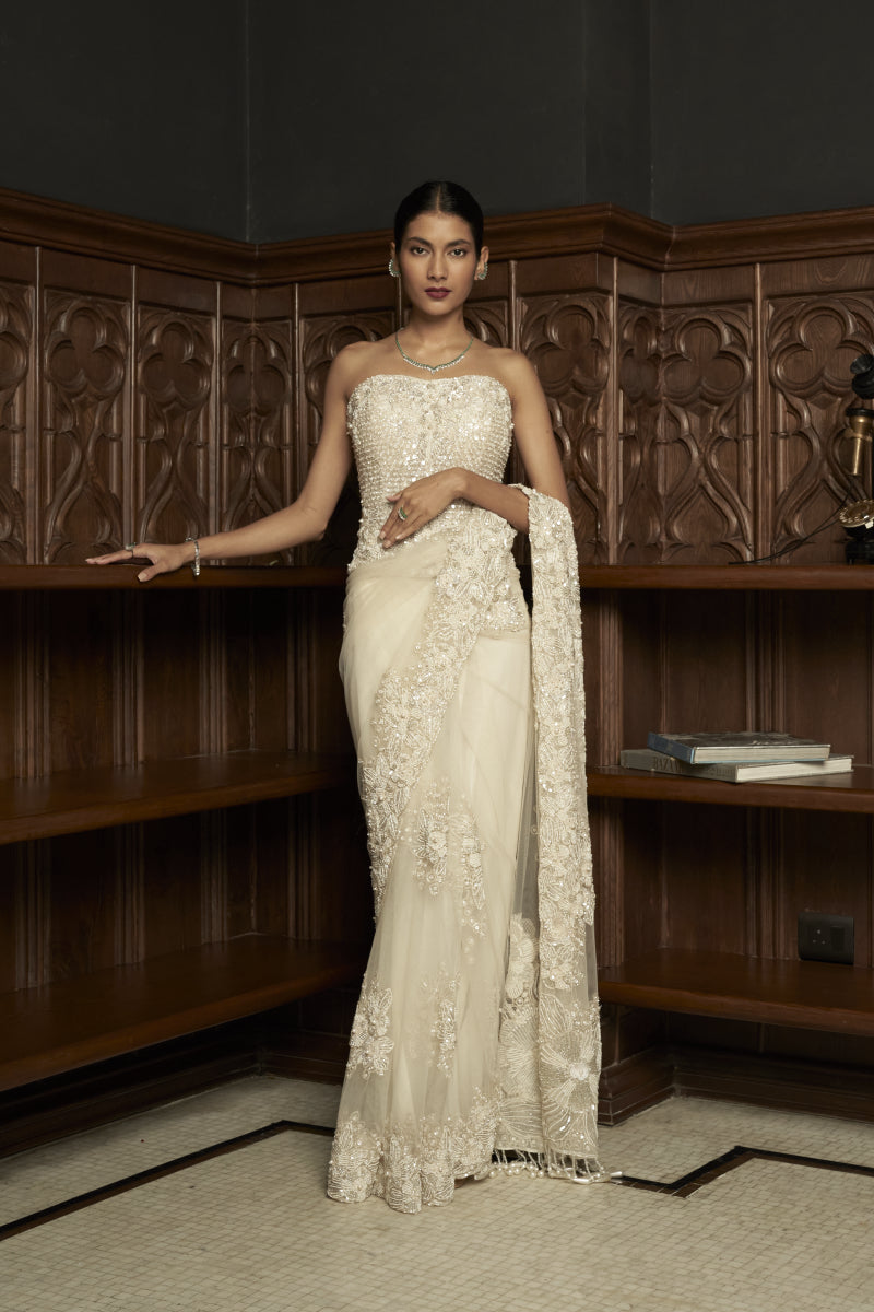 Ivory Corest Saree Set