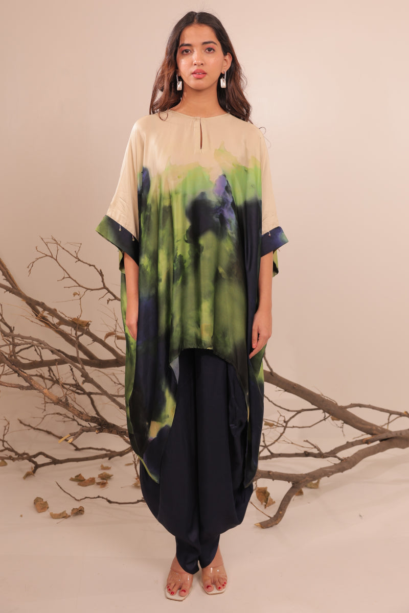 Jheel Asymmetric kaftan set