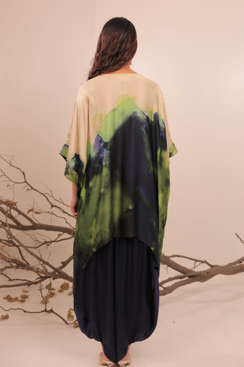 Jheel Asymmetric kaftan set