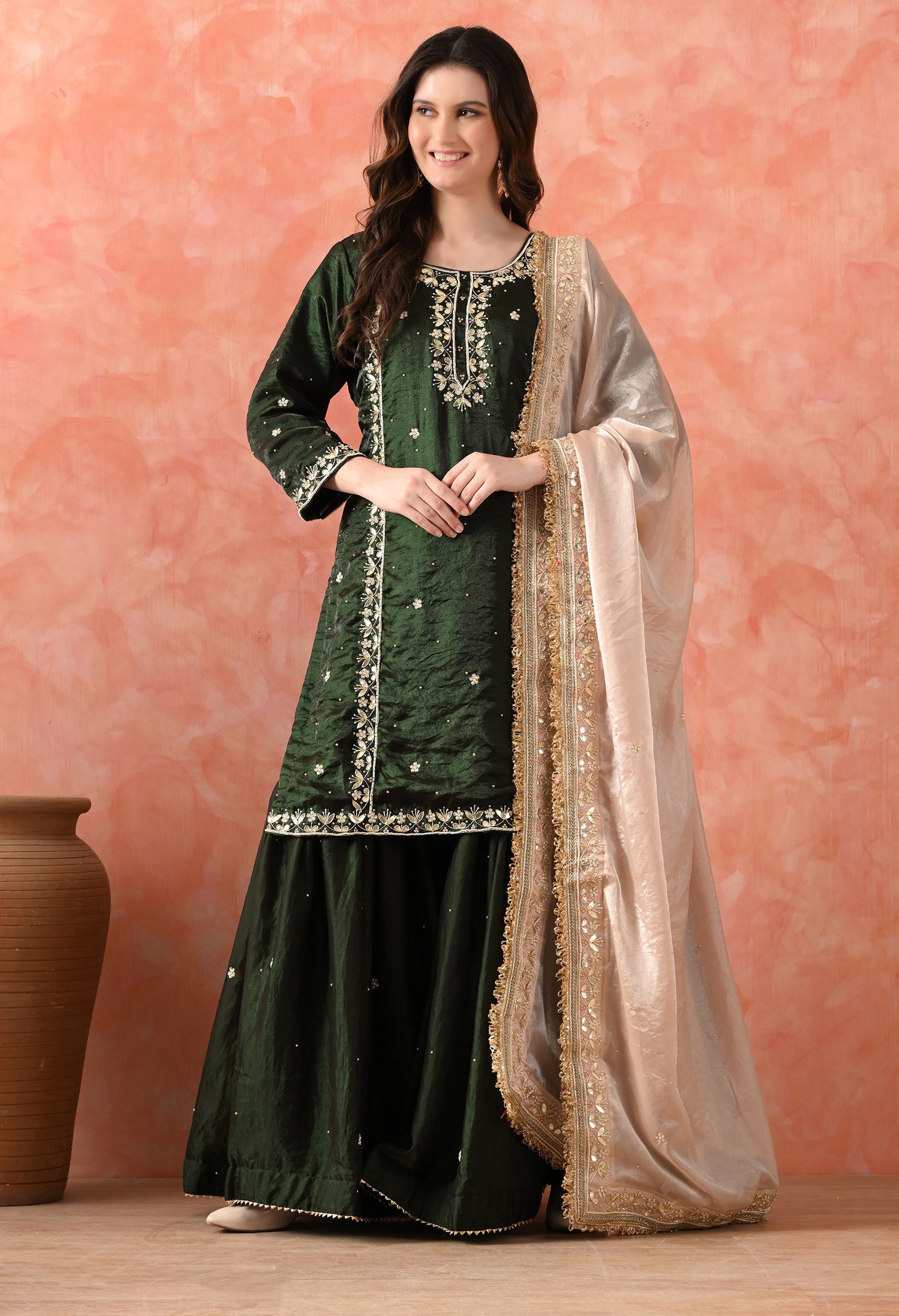 Bottle Green Gharara Set