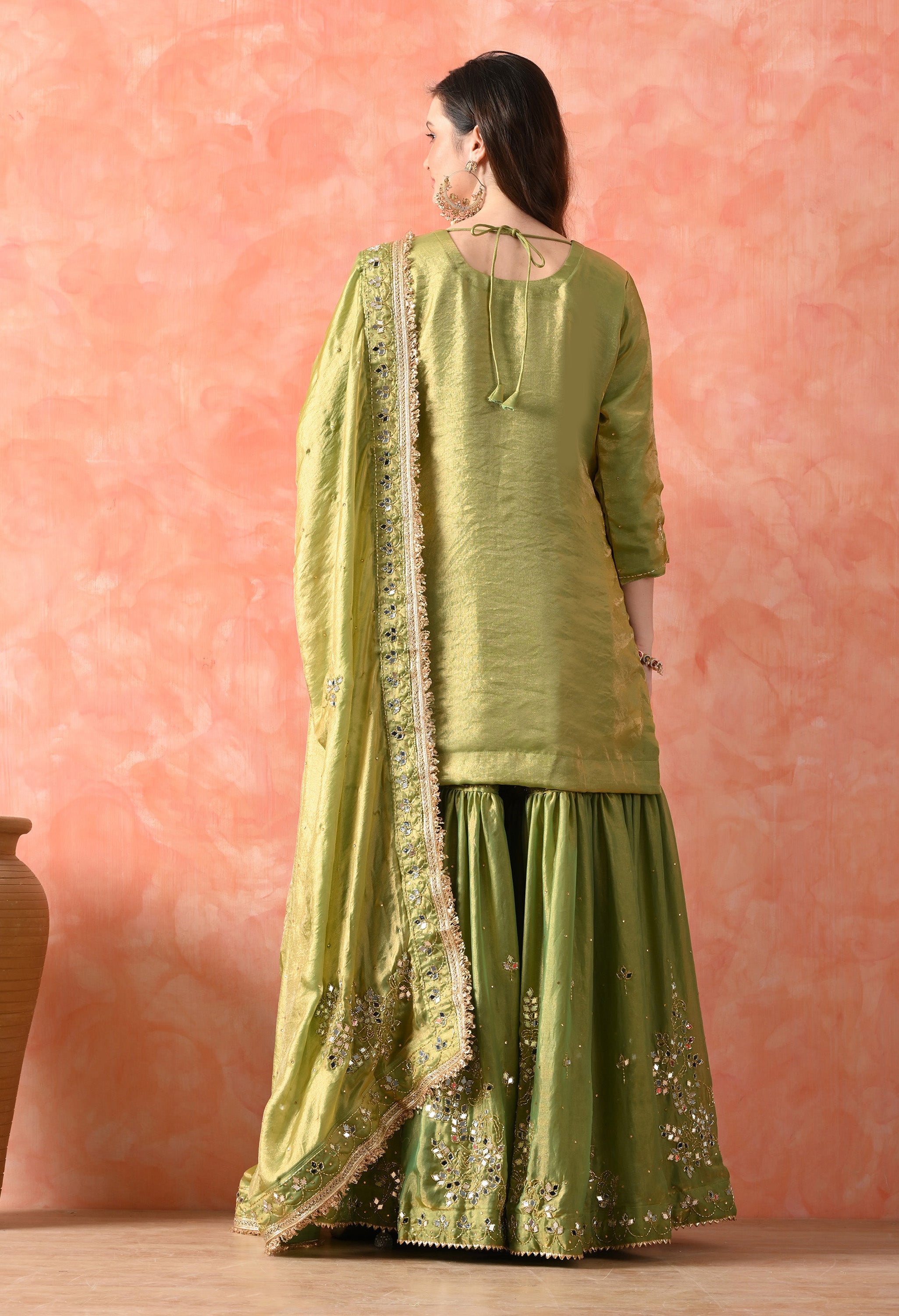 A Festive Green Gharara Set
