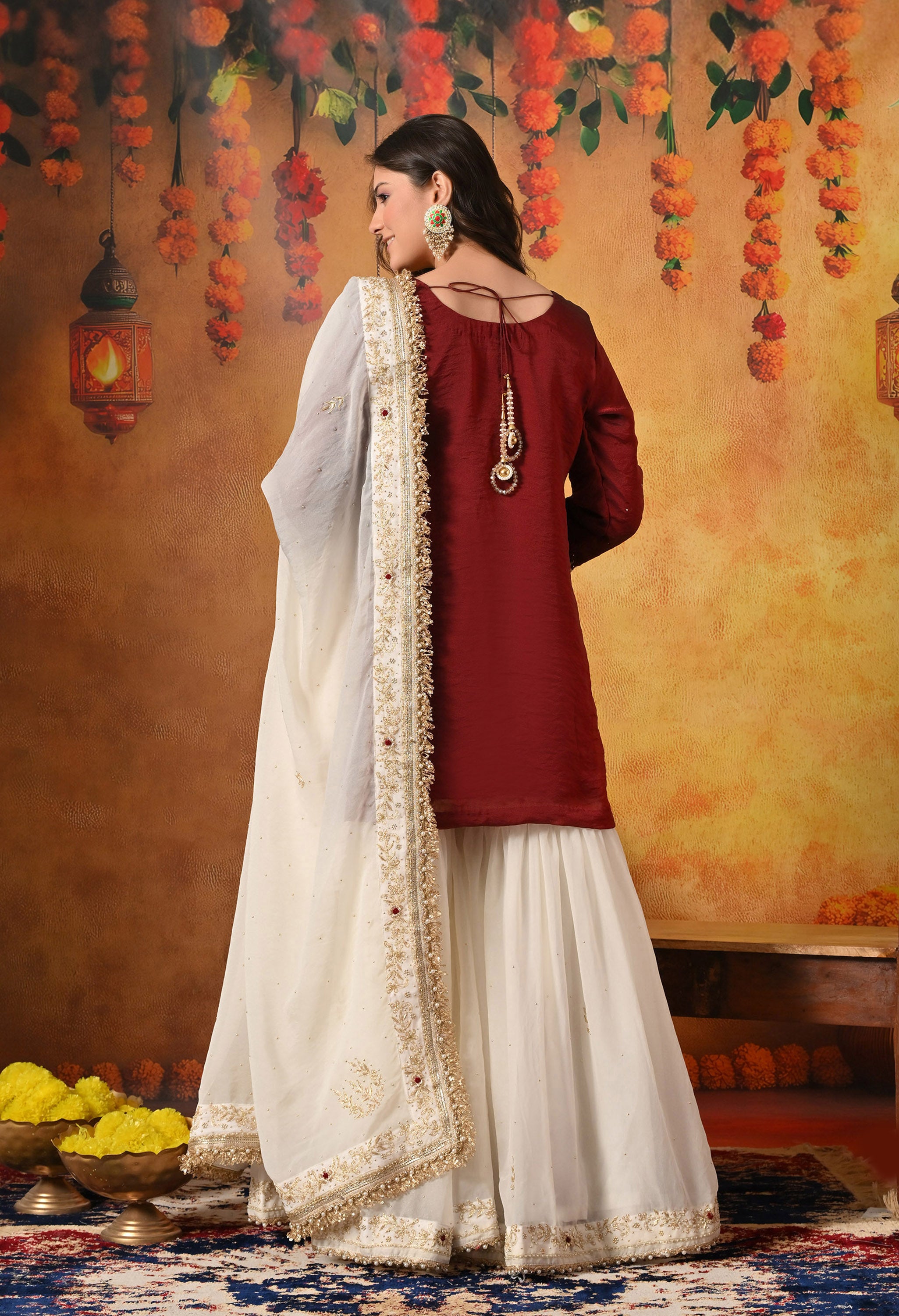 Maroon Gharara Set