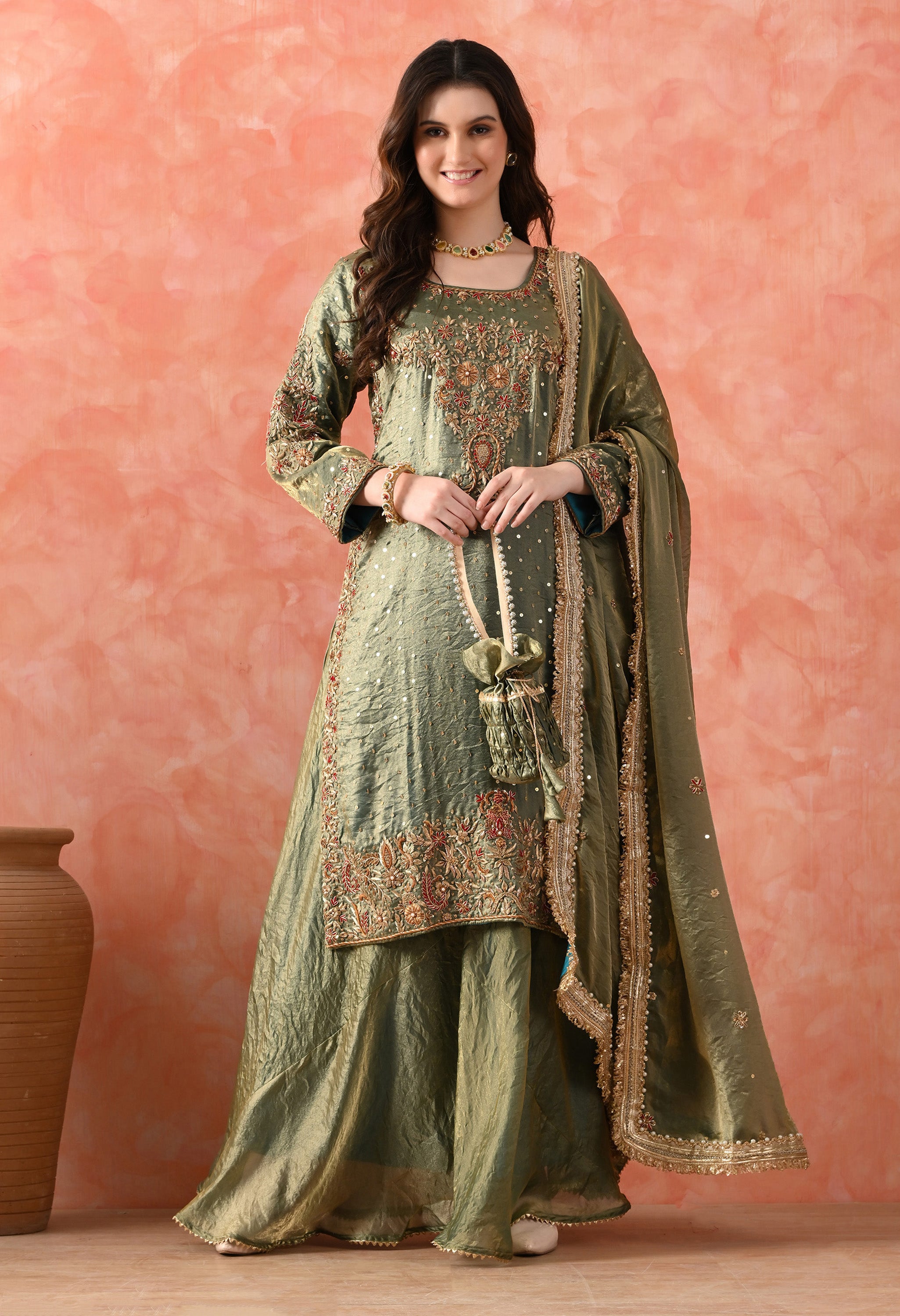 Green Sharara Set