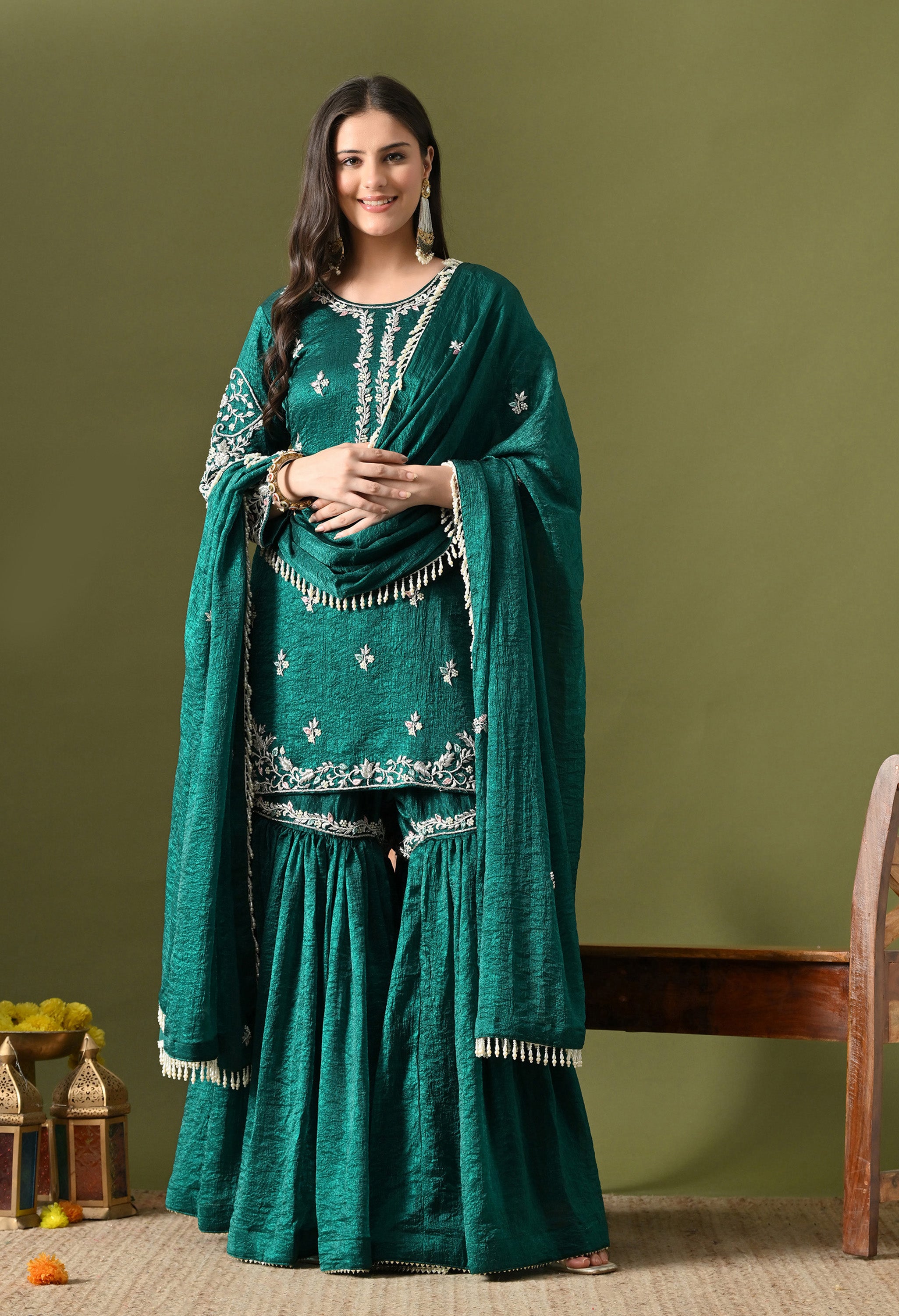 Green Sharara Set