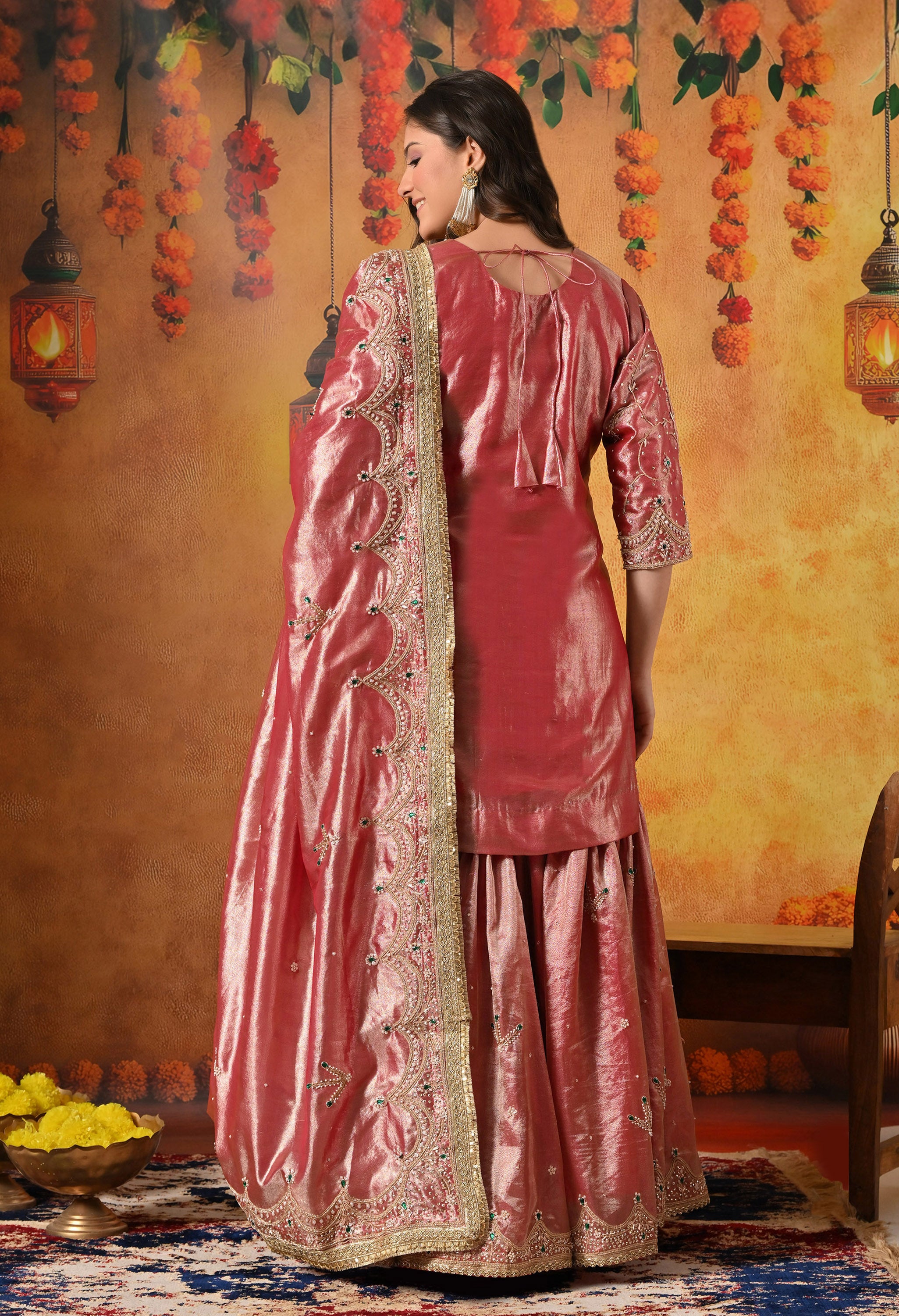 Golden Pink Gharara Set