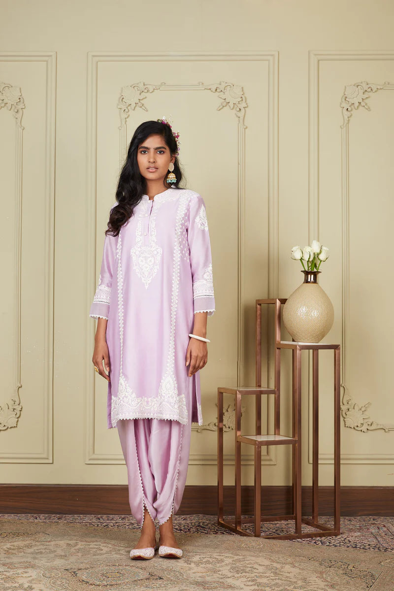 Ayanna Periwinkle Short Kurta With Dhoti