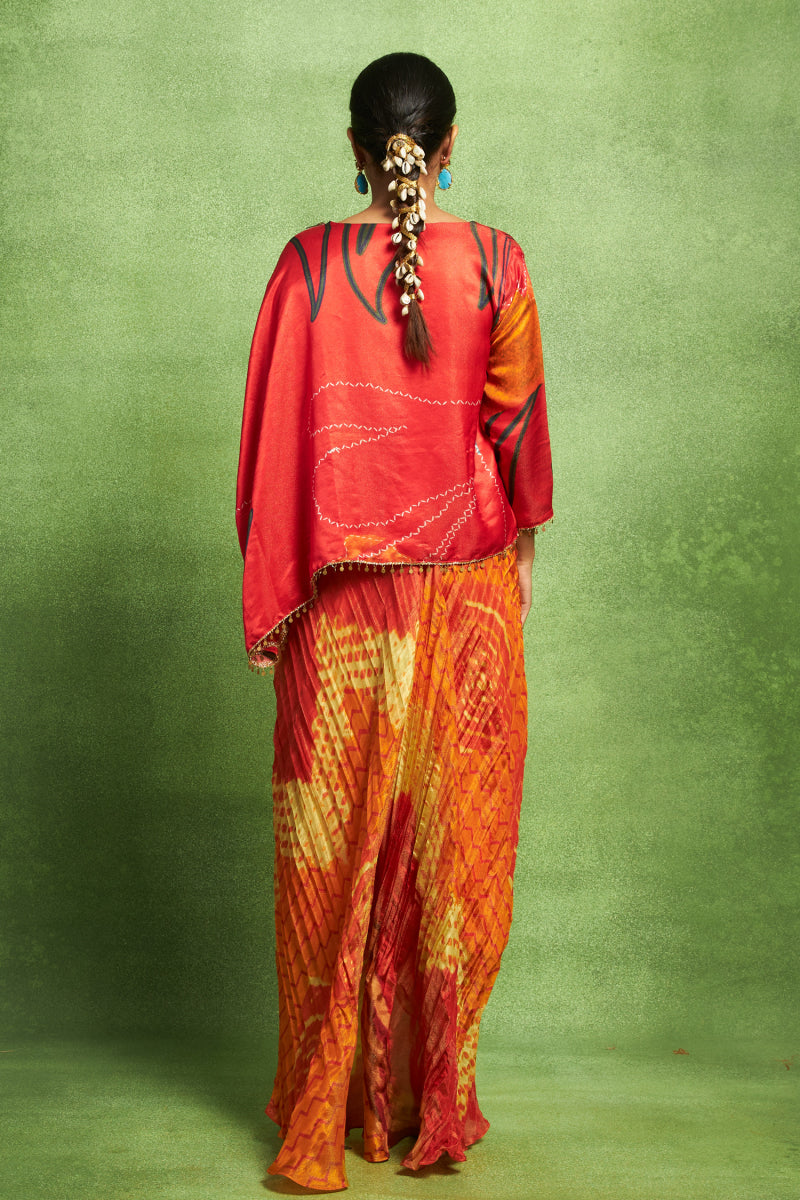Overlap Drape Top & Skirt Set