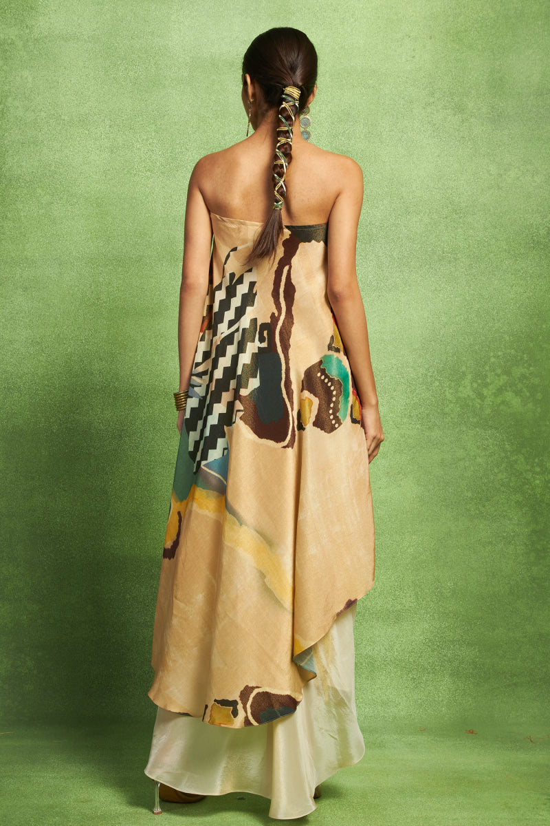 Draped Off Shoulder Top and Skirt Set