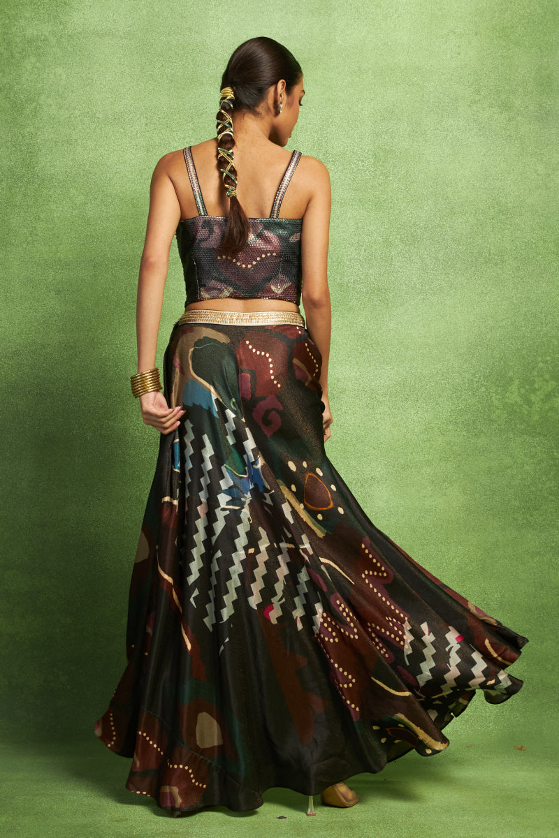 Black Corset Skirt Set