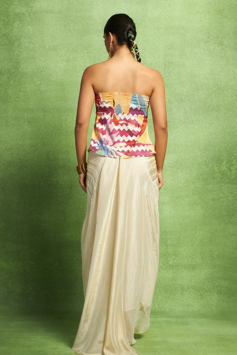 Off-Shoulder Top and Pleated Skirt Set