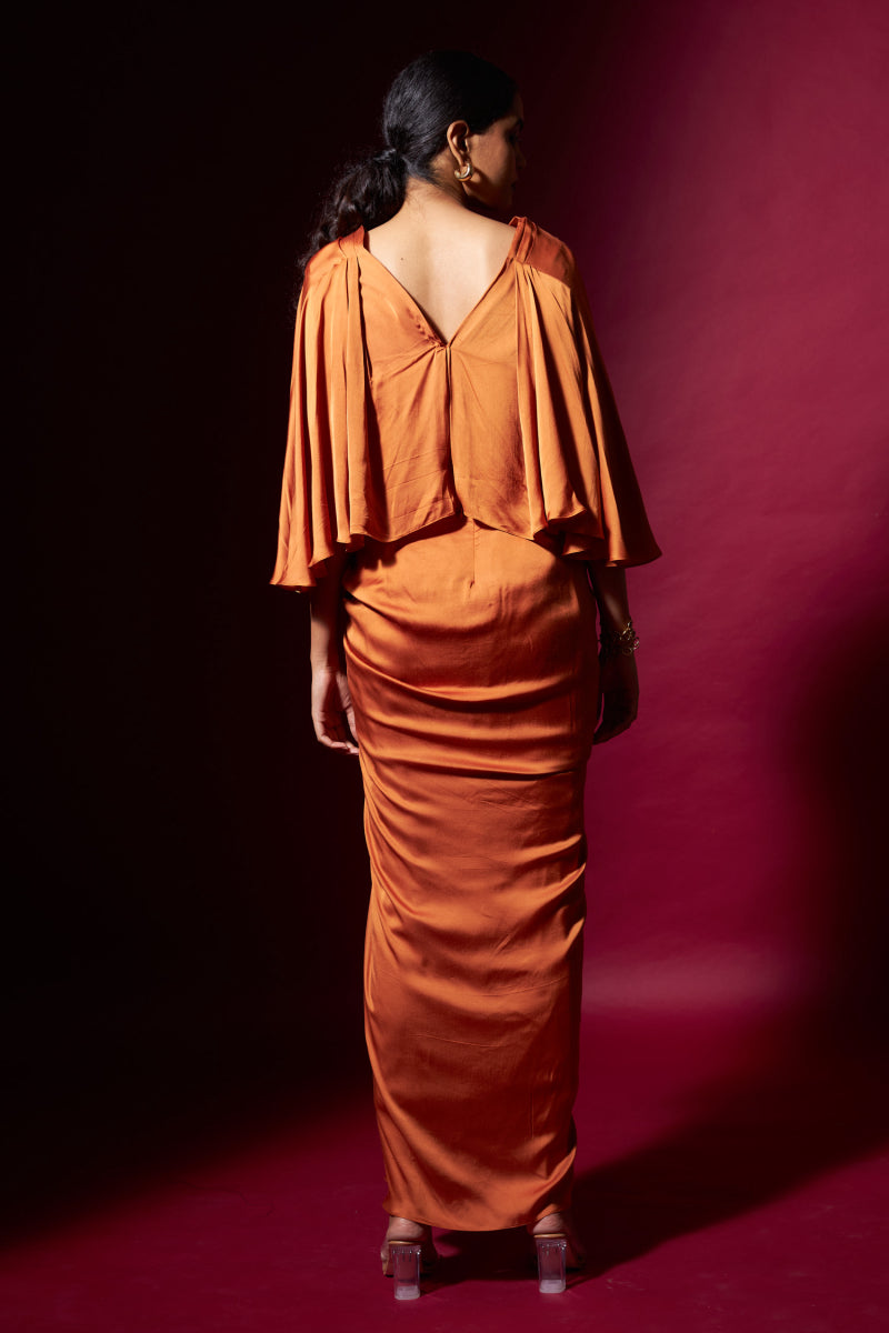 Cowl Top And Draped Skirt Set