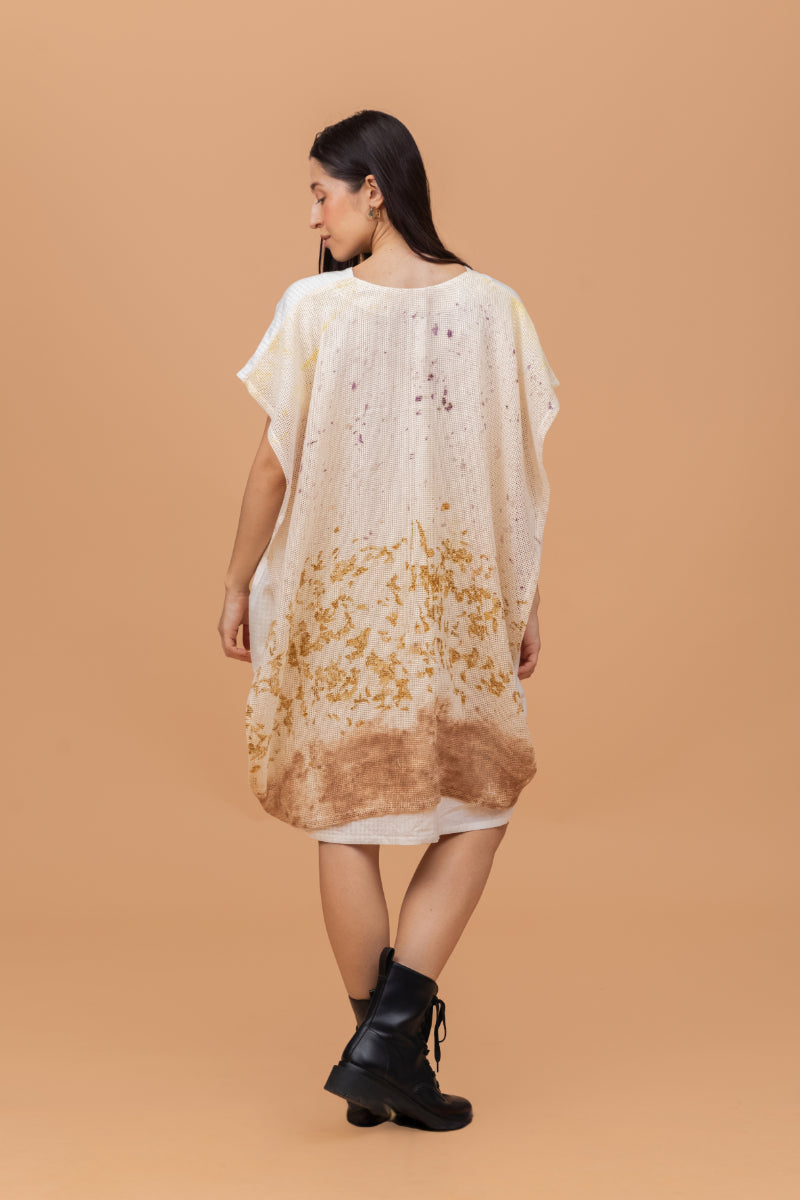 Ecoprinted Mesh Back Flap Antifit Khadi Tunic