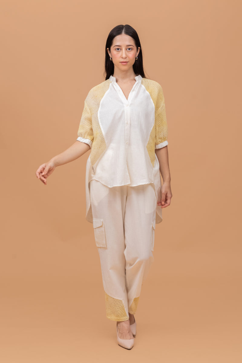Mesh Ecoprint Antifit Cotton Khado Off White Co-ord