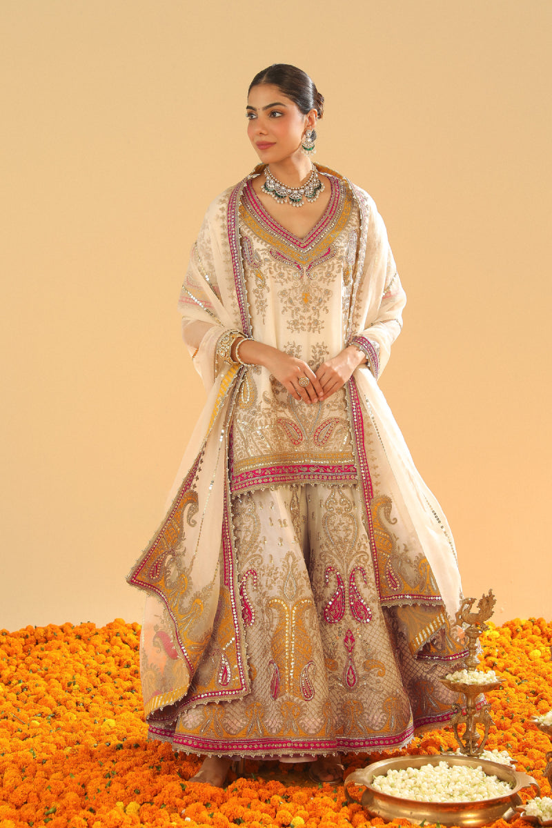 Sadiya-Short Kurta with Sharara and Dupatta