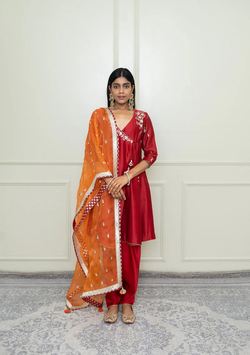 Shafira-Anghrakha with dhoti and dupatta