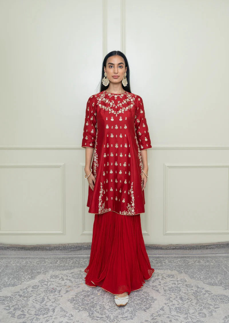 Shahira-A-Line kurta with garara and dupatta