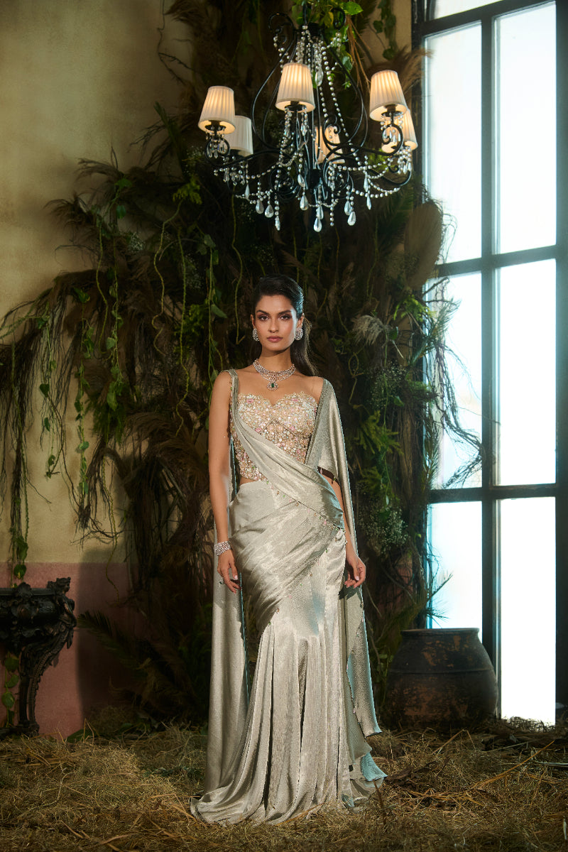 Embellished Corset, Draped Saree