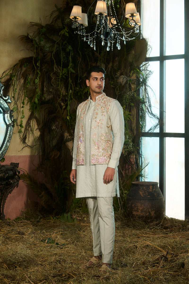 Embroidered Nehru Jacket, Kurta, Pants