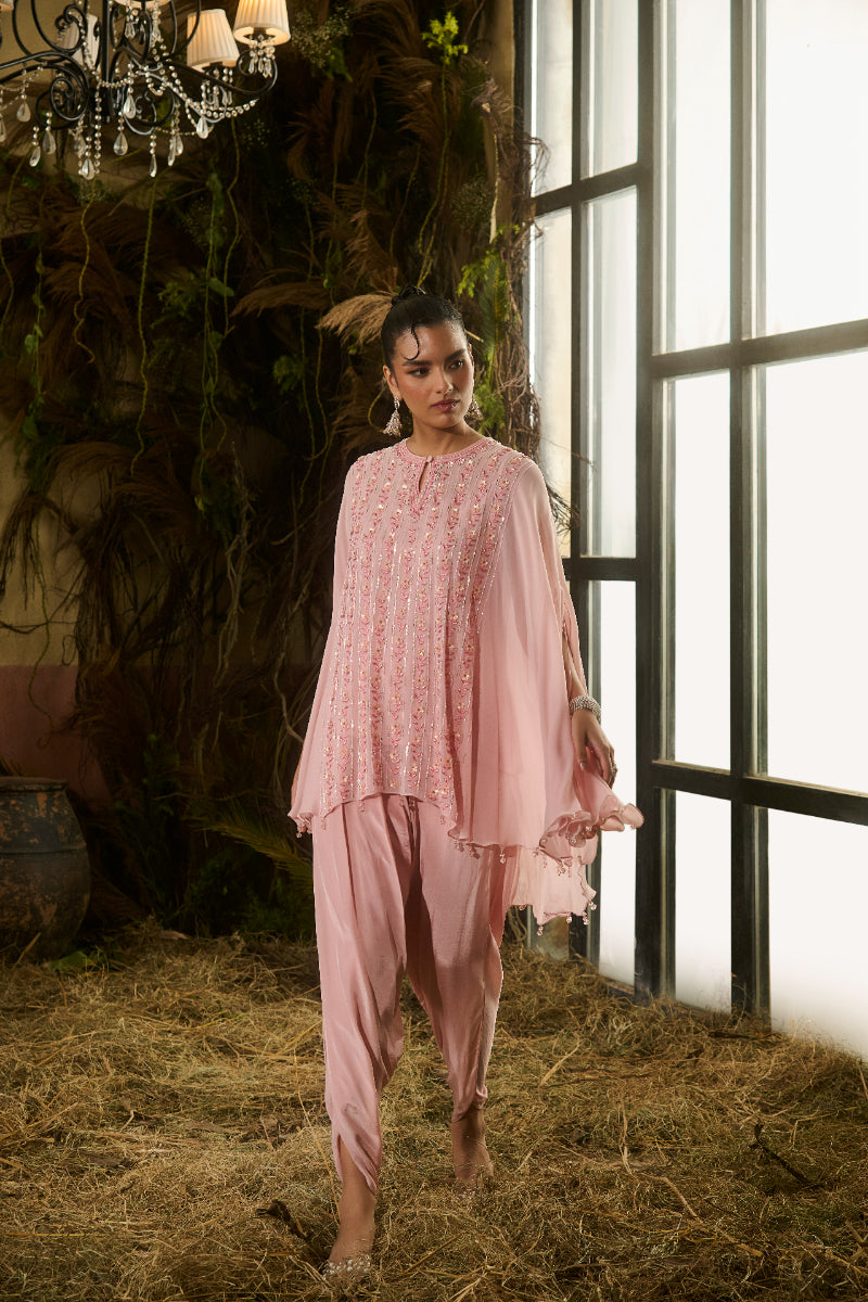 Pink Kurti With Dhoti And Inner