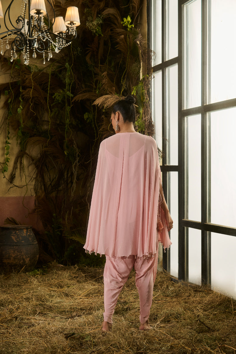 Pink Kurti With Dhoti And Inner