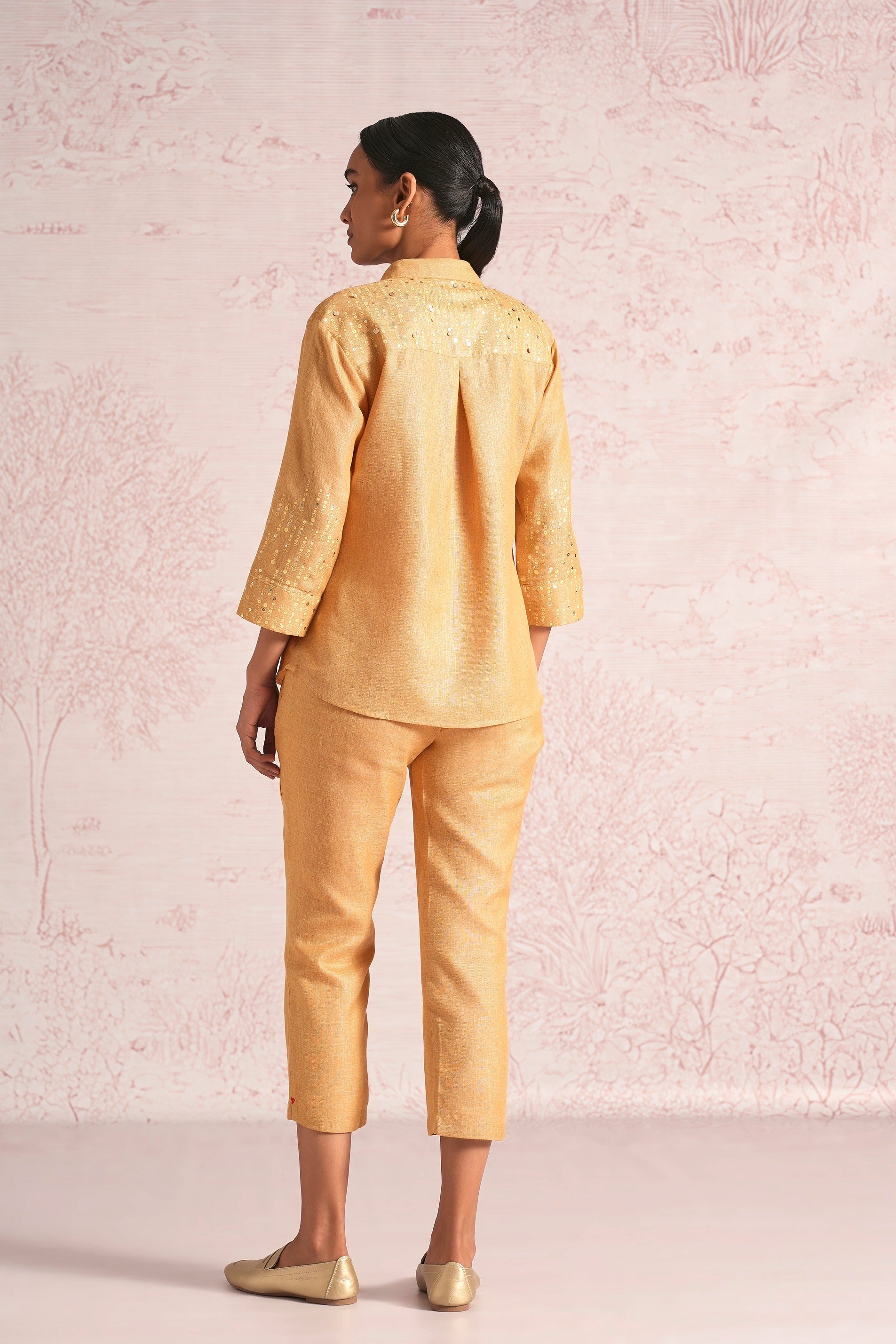 Shimmer Strings Shirt Co-ord - Cashew