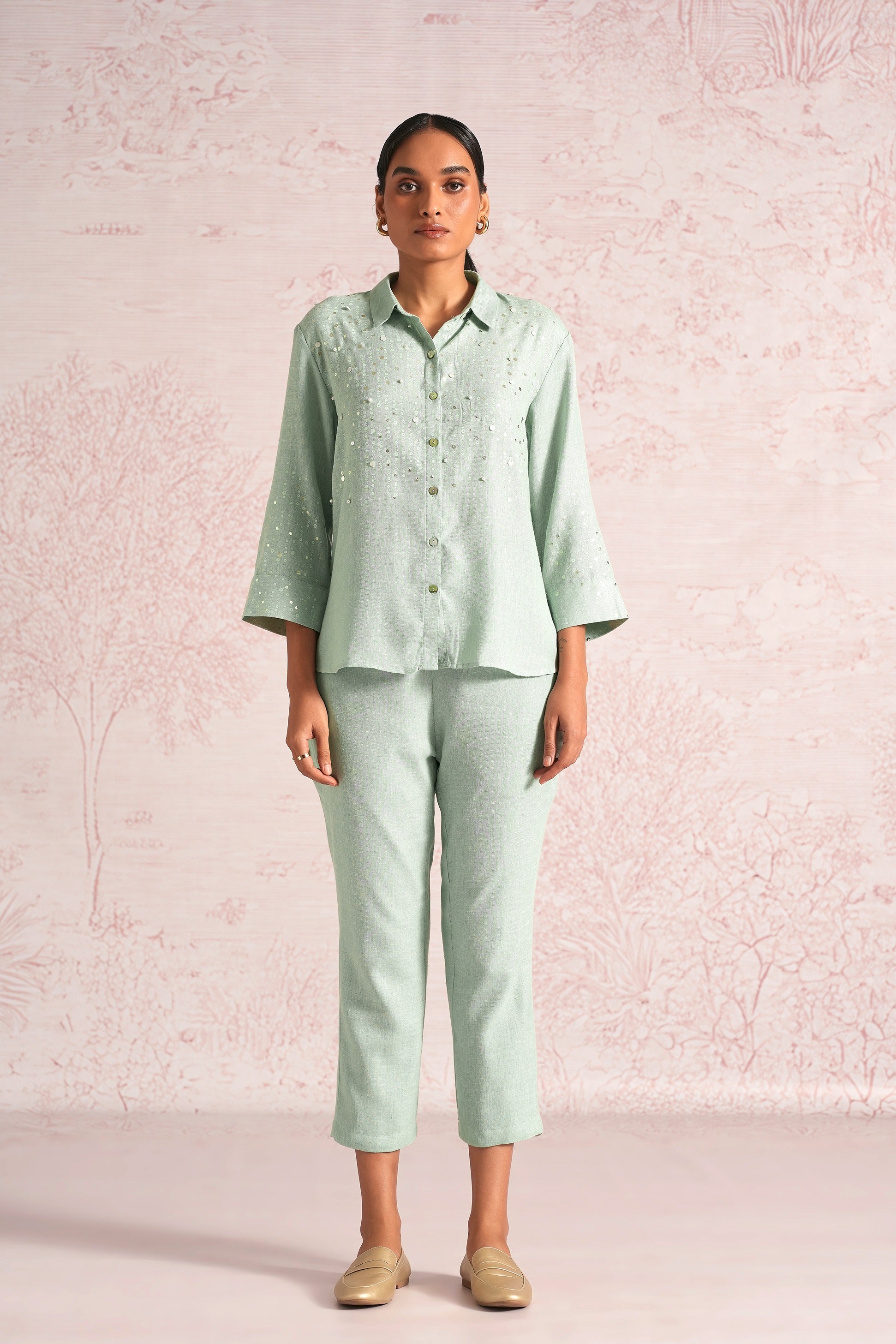 Shimmer Strings Shirt Co-ord - Cloud