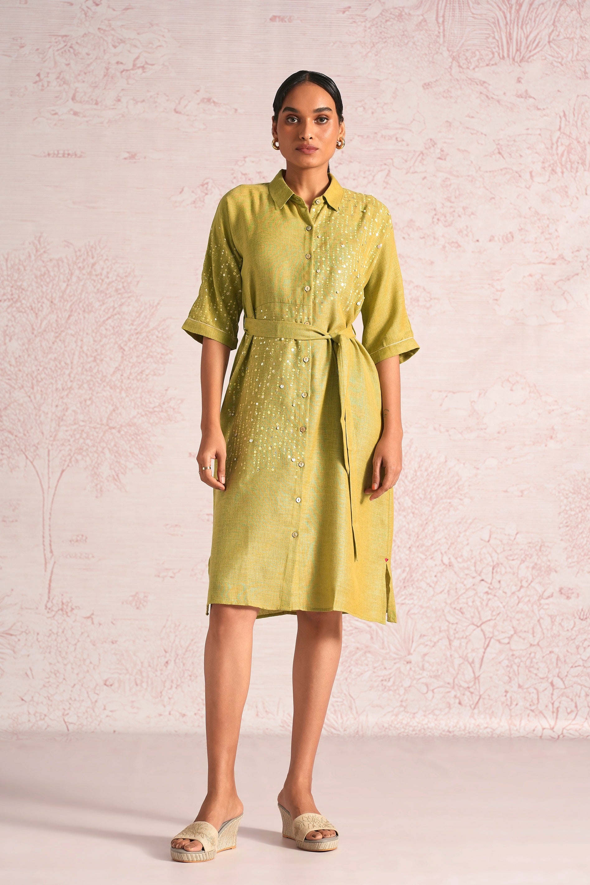 Shimmer Strings Kyra Dress - Pear