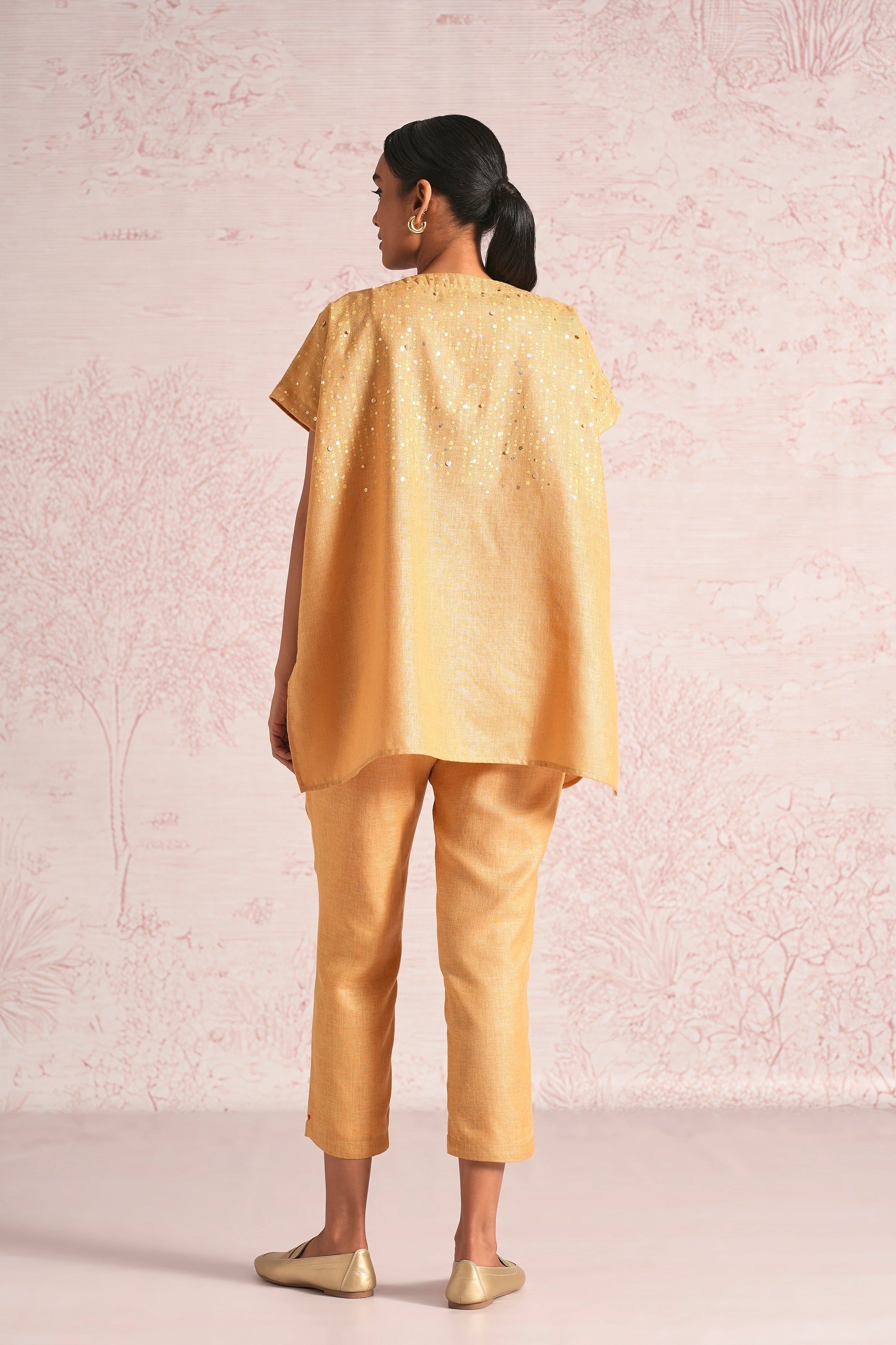 Shimmer Strings Square Co-ord - Cashew