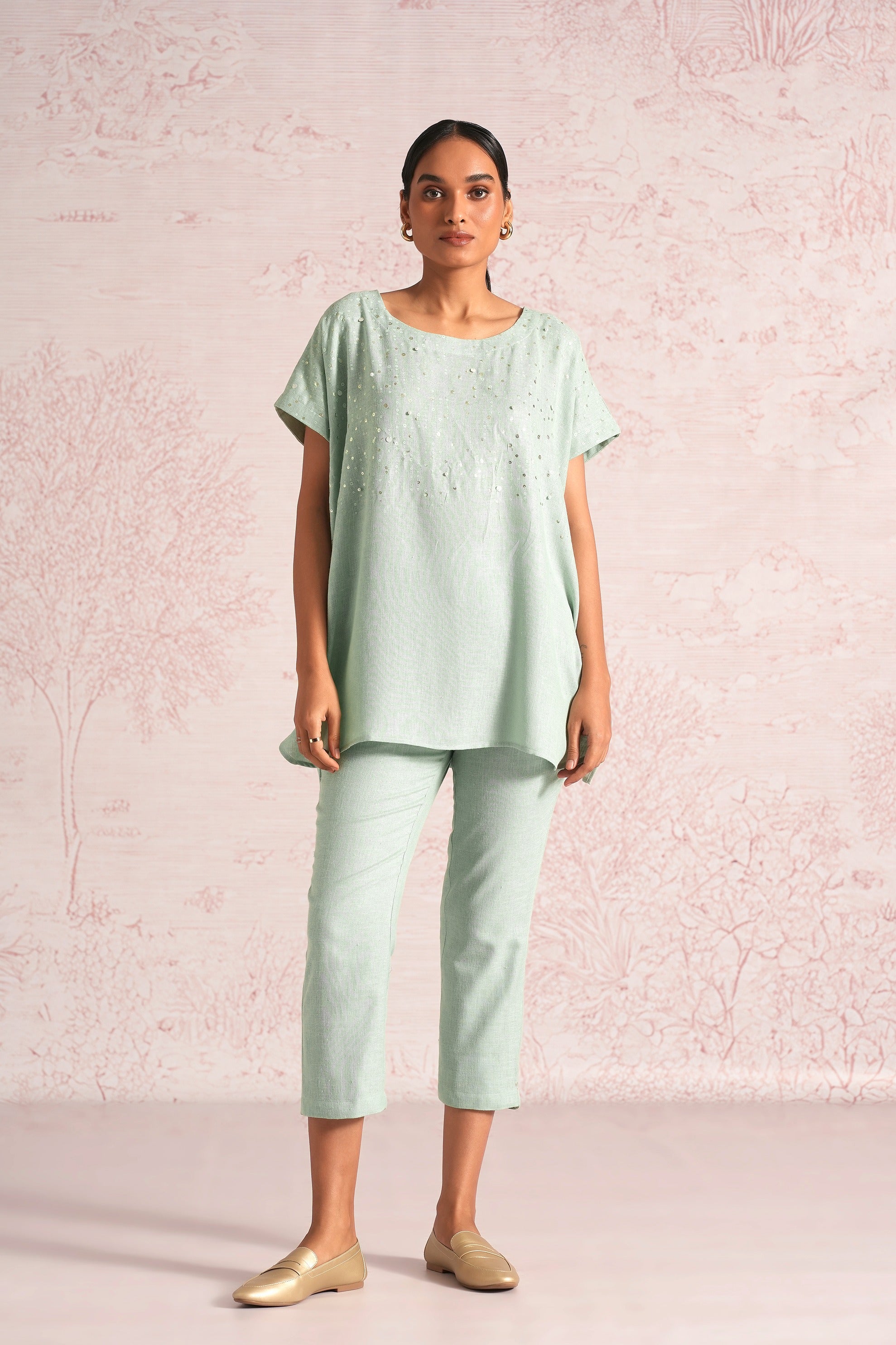 Shimmer Strings Square Co-ord - Cloud