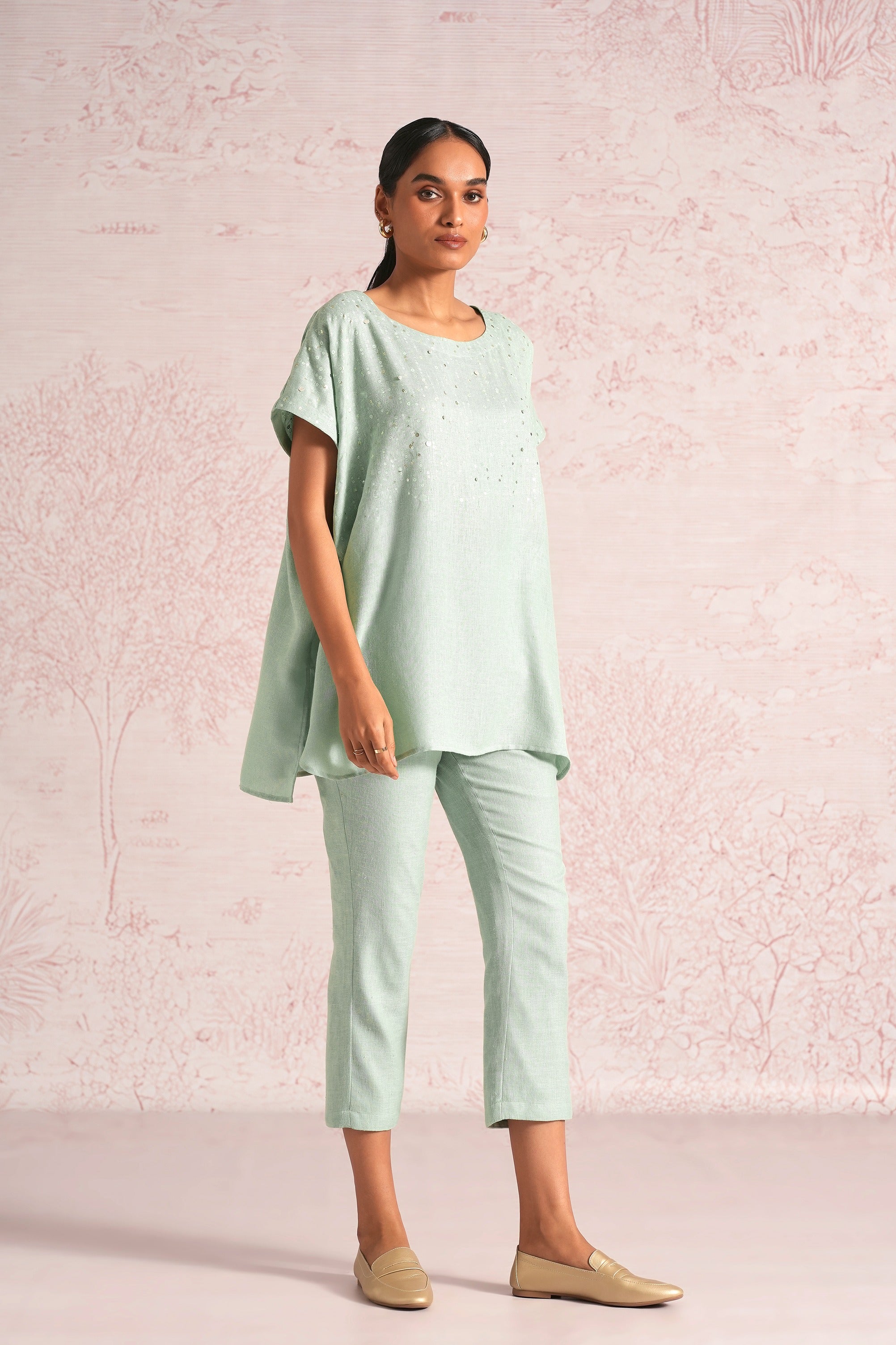 Shimmer Strings Square Co-ord - Cloud