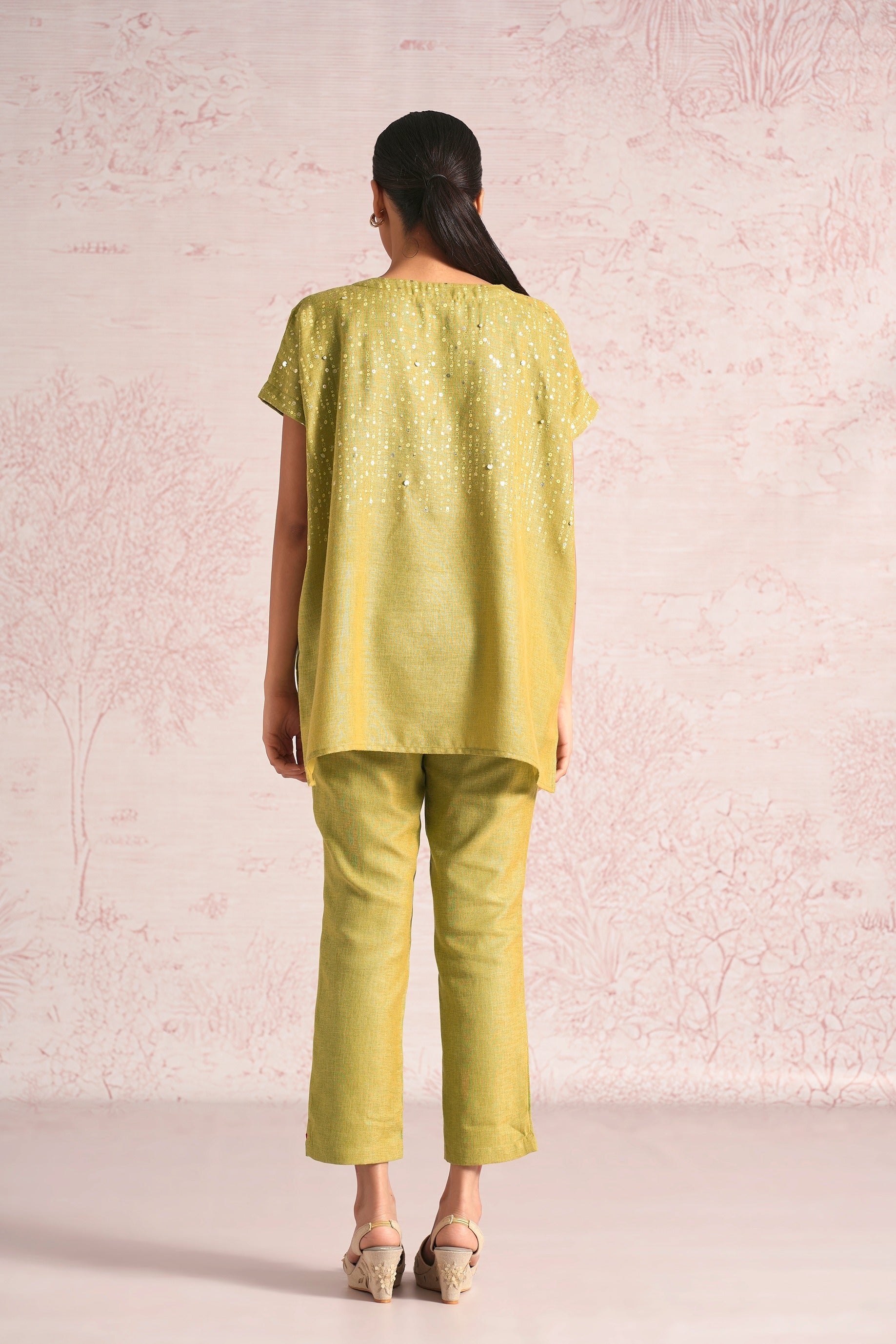 Shimmer Strings Square Co-ord - Pear
