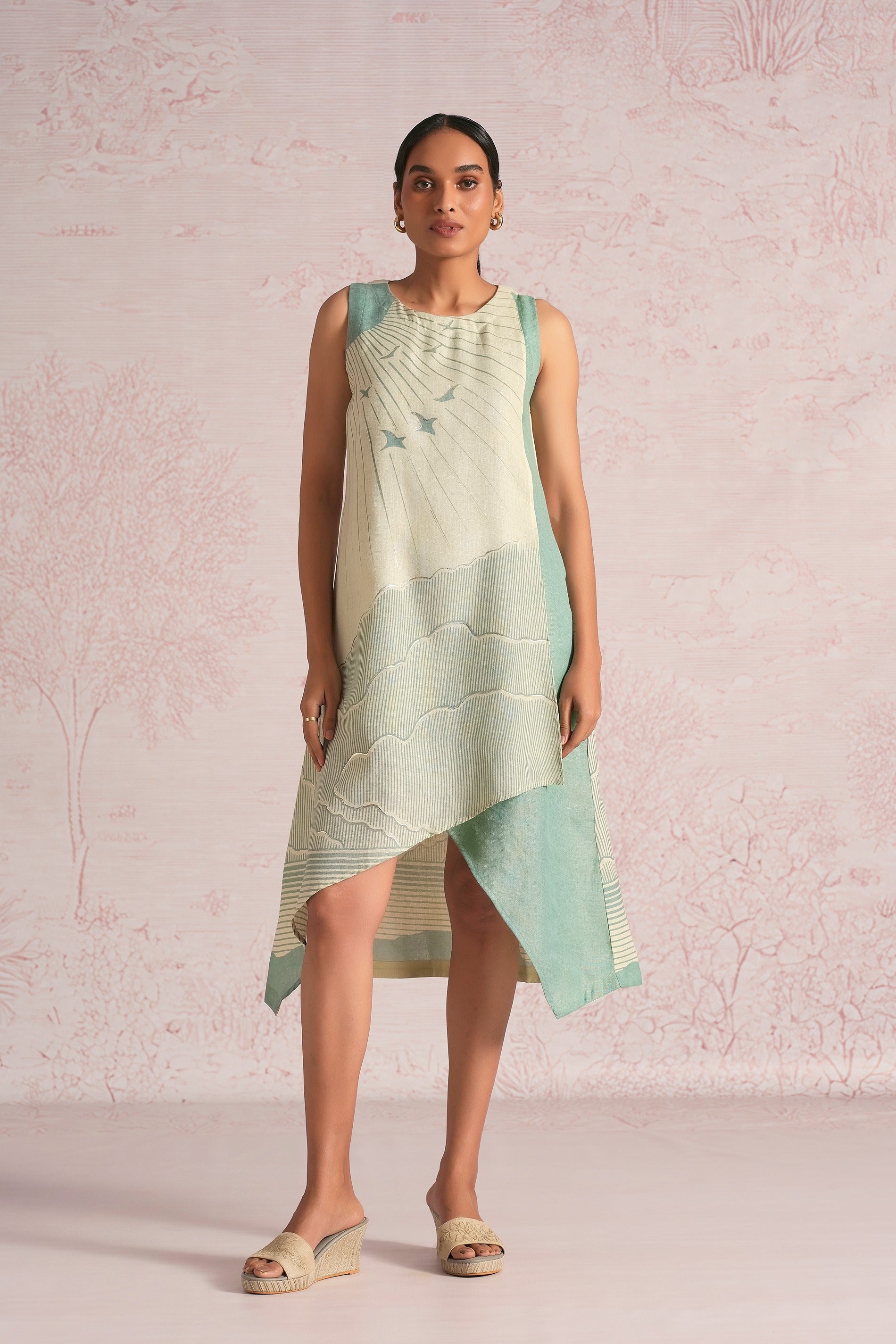Silver Linning Vanessa Dress - Lane green + Sea green