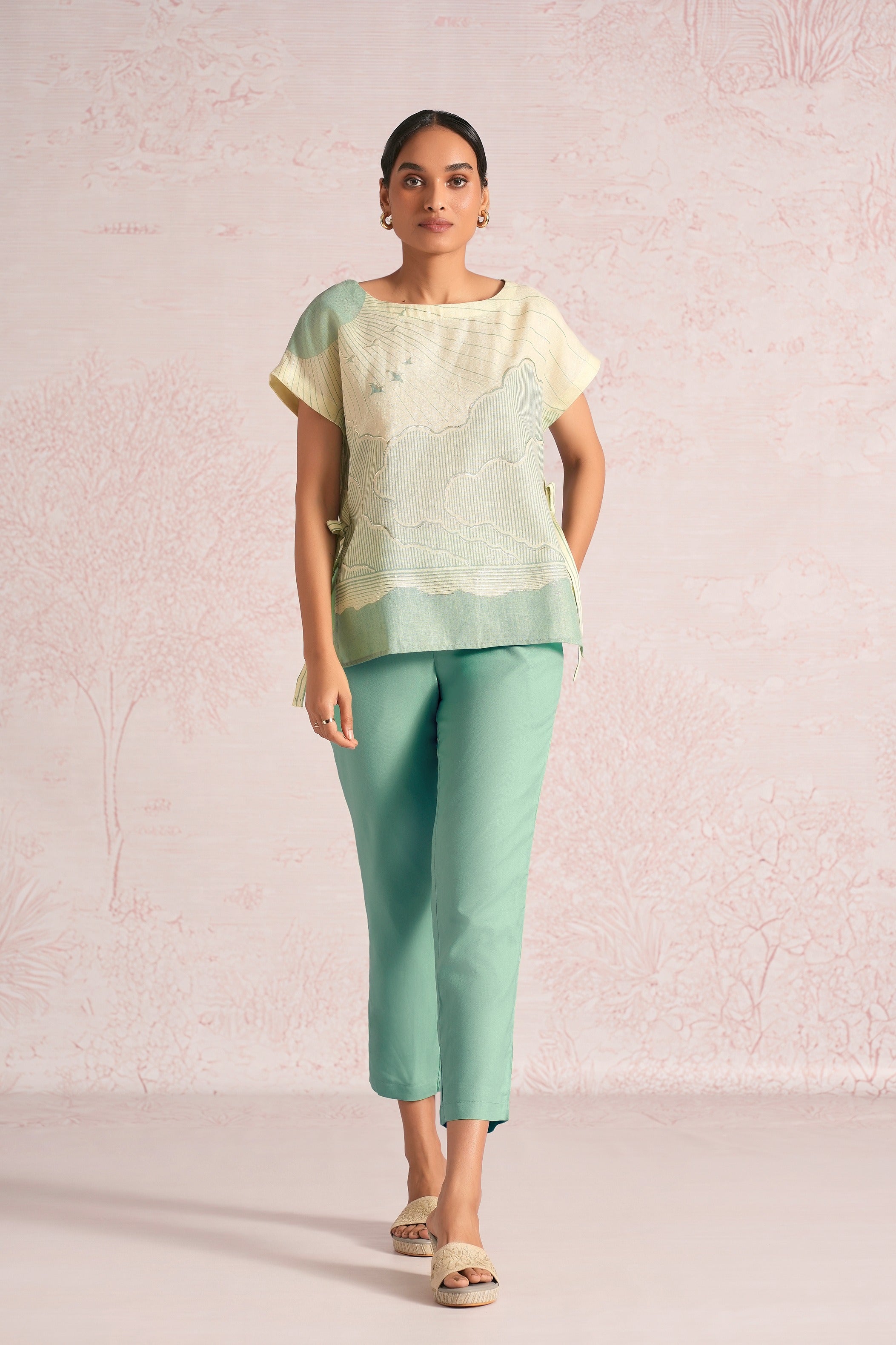 Silver Linning Zoya Co-ord - Lane green + Sea green