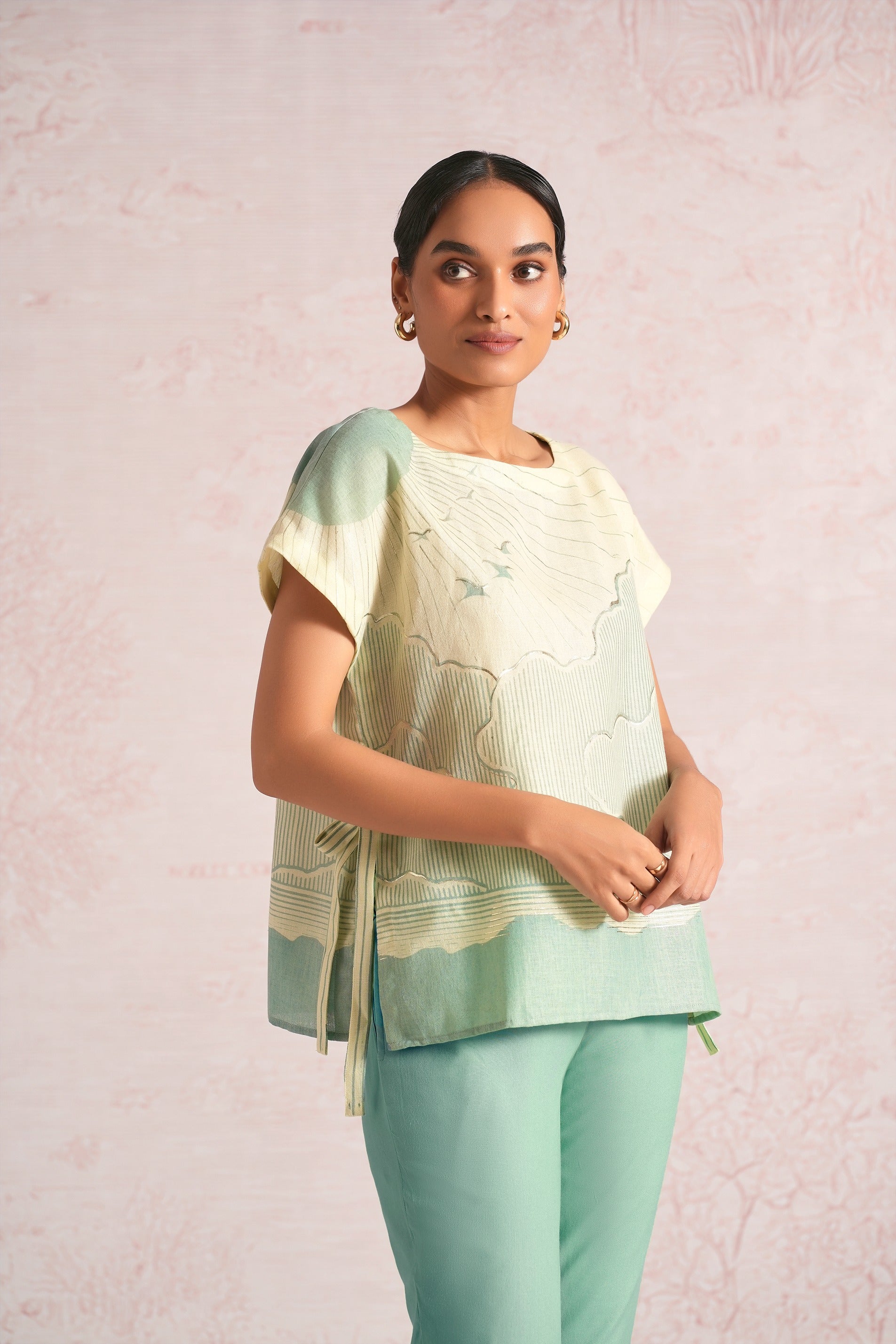 Silver Linning Zoya Co-ord - Lane green + Sea green
