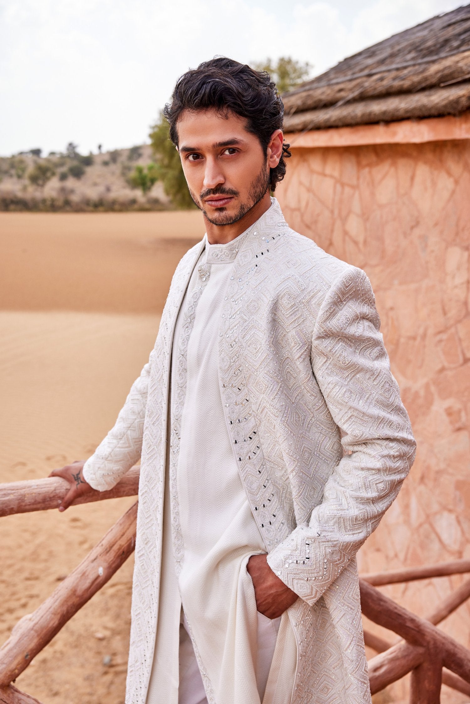 Ivory Front
  Open Sherwani