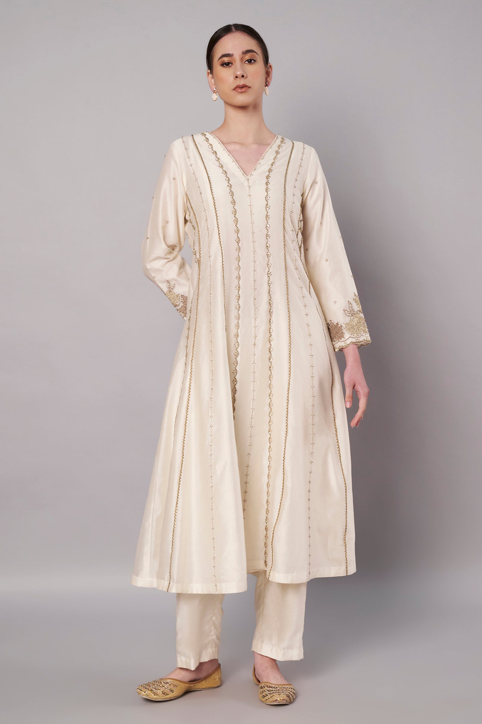 Spring Halo Anarkali Set - Ivory